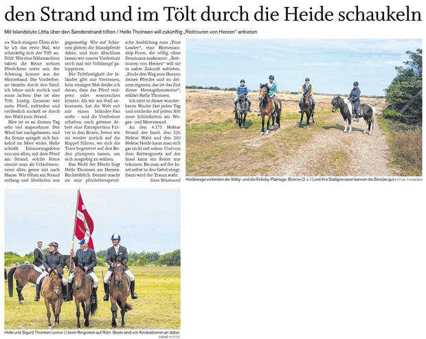 Ausreiten auf der Insel Röm: Im Jagdgalopp über den Strand und im Tölt durch die Heide Schaukeln, Teil 2 (Der Nordschlweswiger 17.06.2017)